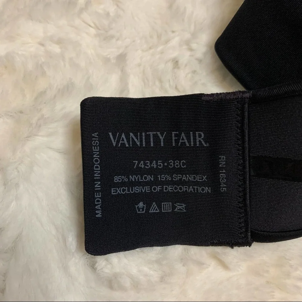 VANITY FAIR black underwire padded strapless bra size 38C - Picture 8 of 8